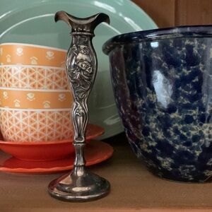 Art Nouveau Hat Pin Holder or Vase, Silverplate